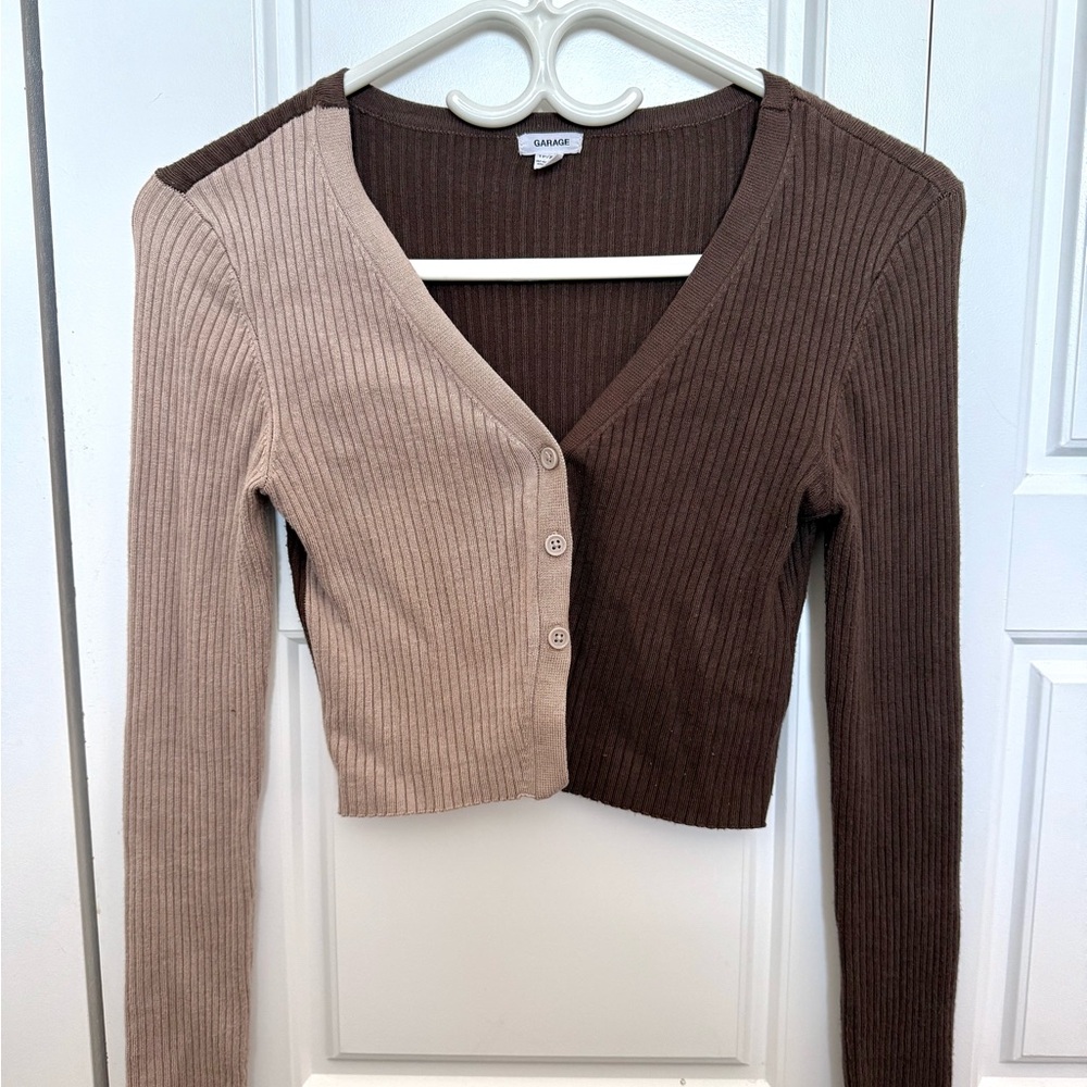 Garage Ribbed Knit Top in Brown